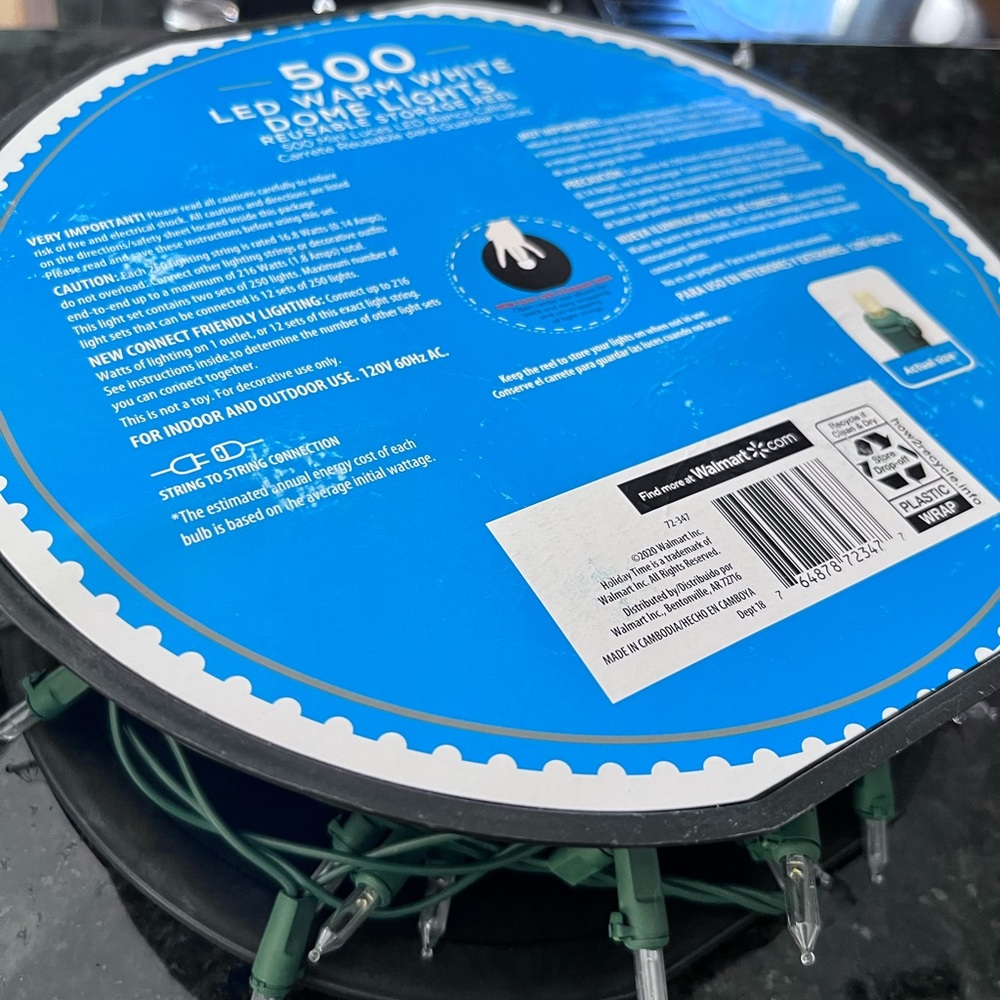 A Reel Of LED HOLIDAY LIGHTS Warm White LED Dome Lights Used Once Like New